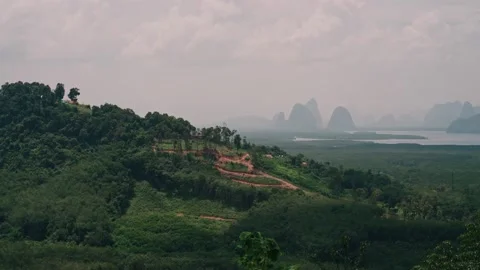 Panoramic shot of Toh Li View Point, Phang-Nga Province, Thailand Vídeo Stock 137807915