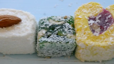 Panoramic shot of turkish delights 库存影片 95952166
