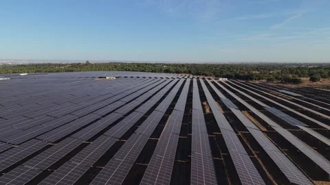 Panoramic shot of vast solar farm 스톡 동영상 346063086