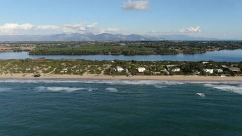 Panoramic shots from the sky with a drone. Sperlonga Beach Stock Footage 147673915