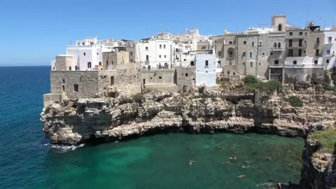 Panoramic sight in Polignano a Mare, Bari Province, Apulia (Puglia), southern Stock Footage 171884353