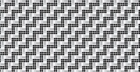 Panoramic silver metal wicker background, repeating perforated elements - Vec Stock Illustration