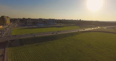 Panoramic skyline and buildings with empty road Stock Footage 93180378