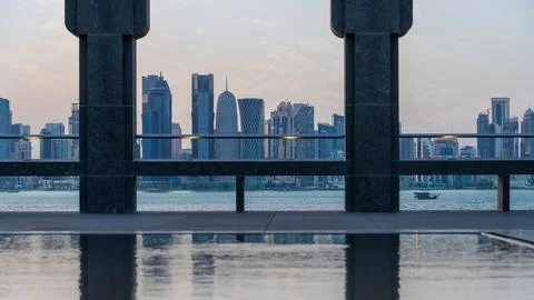 The Panoramic skyline of Doha, Qatar 库存照片
