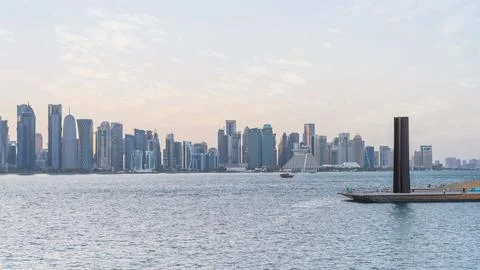 The Panoramic skyline of Doha, Qatar Stock Photos