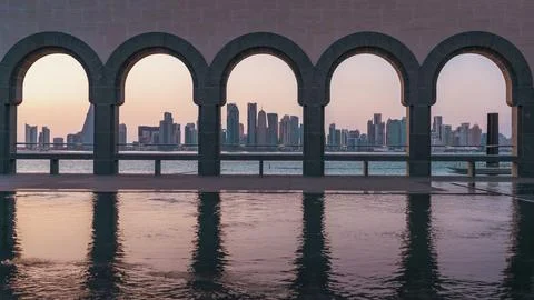 The Panoramic skyline of Doha, Qatar 스톡 사진
