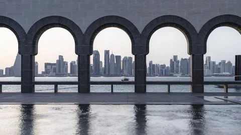 The Panoramic skyline of Doha, Qatar 写真素材