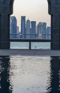 The Panoramic skyline of Doha, Qatar 스톡 사진