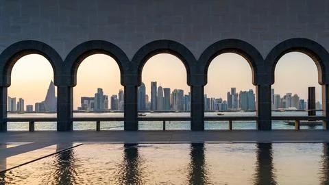 The Panoramic skyline of Doha, Qatar 写真素材