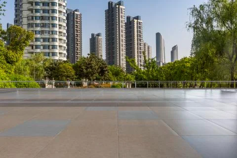 Panoramic skyline with empty road Stock Photos