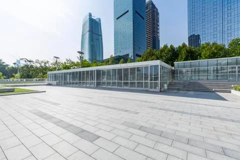 Panoramic skyline with empty road Stock Photos