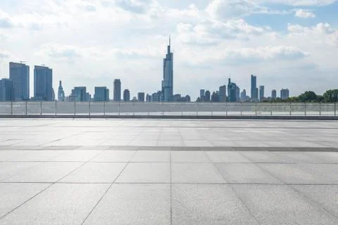 Panoramic skyline with empty road Stock Photos