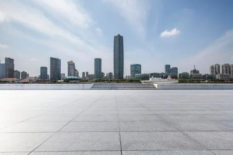 Panoramic skyline with empty road Stock Photos