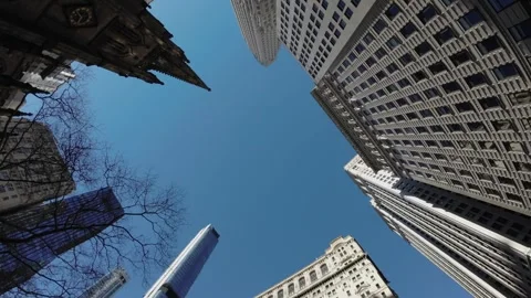 Panoramic Skyward View Showcasing Urban Architecture Historic Buildings Vídeos de archivo 291512093