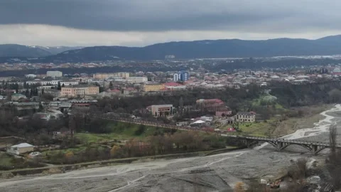 Panoramic Slow Motion Drone view of Guba City Red Willage 1 Stock Footage 239858963