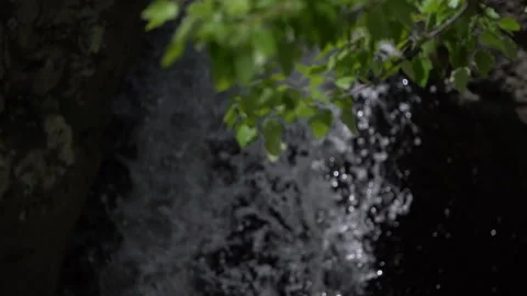 Panoramic Slow Motion of Mountain Waterfall Video stock 310831540