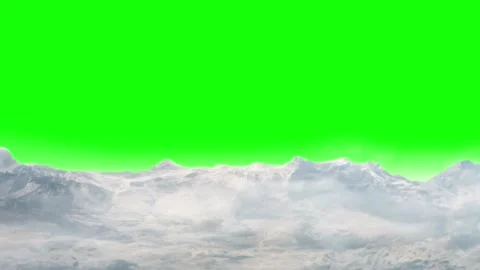 Panoramic snowy mountain range with green screen background for compositing Stock Footage 338174643