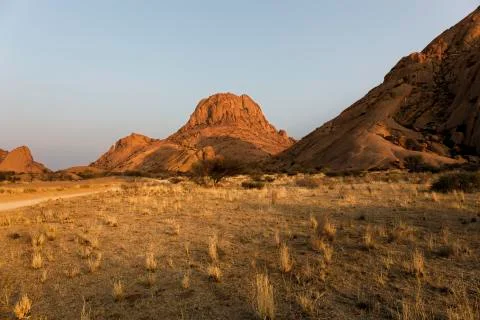 Panoramic of the Spitzkoppe in Namibia Stock Photos