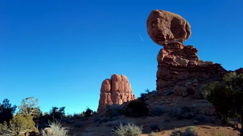 Panoramic stabilized views of famous rock formations in Arches National Park in Stock Footage 201427786