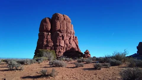 Panoramic stabilized views of famous rock formations in Arches National Park in Stock-Footage 201428236