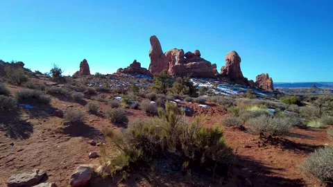 Panoramic stabilized views of famous rock formations in Arches National Park in Stock-Footage 201439258