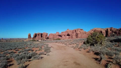 Panoramic stabilized views of famous rock formations in Arches National Park in Stock-Footage 201441437