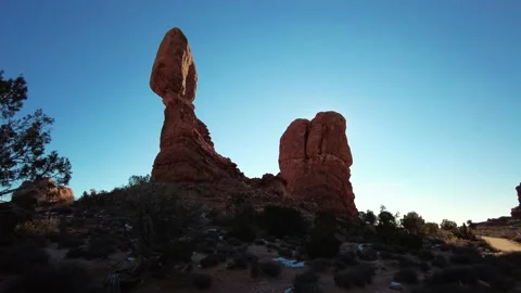 Panoramic stabilized views of famous rock formations in Arches National Park in Stock-Footage 201442347