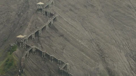 Panoramic Stairs on Mountain Stock Footage 58860624