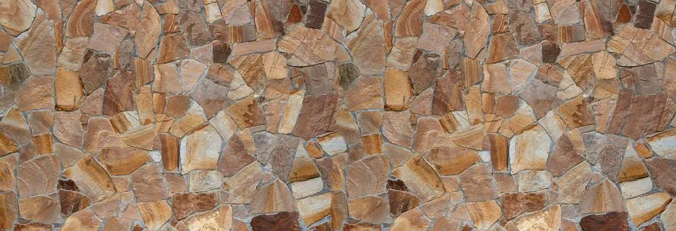 Panoramic stone wall surface backgrond Stock Photos