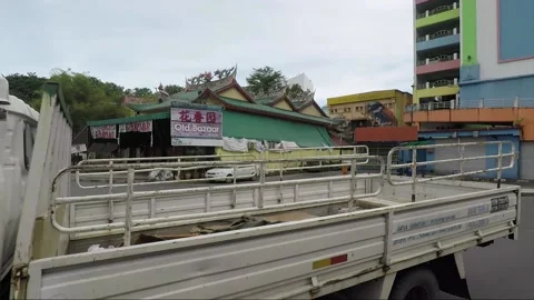Panoramic street view, Old Bazaar, Jalan Wawasan, Kuching, Borneo Stock Footage 167030454