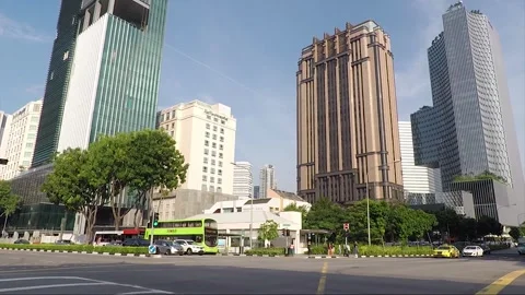 Panoramic Street View, Road Traffic, North Bridge Road, Singapore 스톡 동영상 332364057
