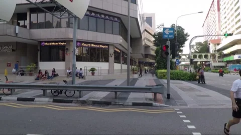 Panoramic Street View, Road Traffic, North Bridge Road, Singapore 스톡 동영상 332364539