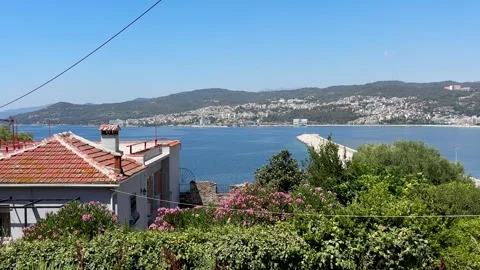 Panoramic Summer View of Kavala Bay, Greece Stock Footage 315512282