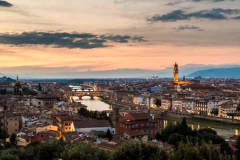 Panoramic sunset Florence Stock Photos