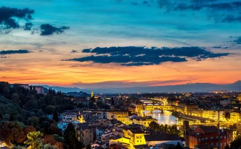 Panoramic sunset in  Florence Foto stock