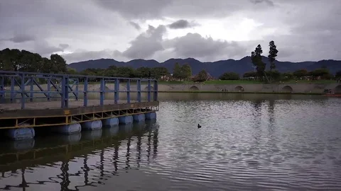 Panoramic Sunset on a lake Stock Footage 72682374