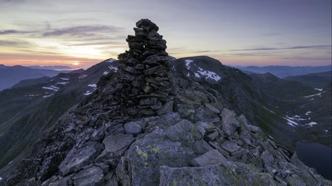Panoramic sunset on the mountains Stock Footage 250430062