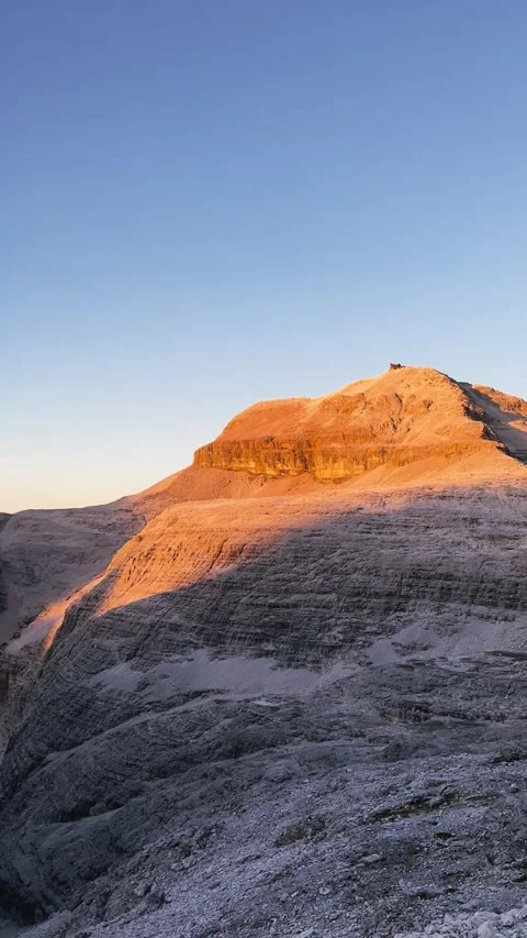 Panoramic Sunset Over Piz Boè Valley Stock Footage 329775880