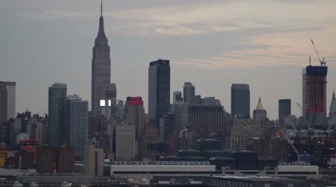 Panoramic Sunset Time-Lapse of Midtown Manhattan NYC Stock Footage 61303009