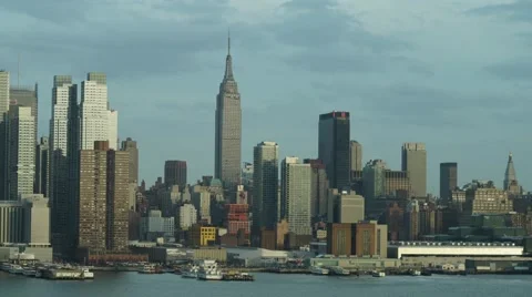 Panoramic Sunset Time-Lapse of Midtown Manhattan NYC Stock Footage 62528952