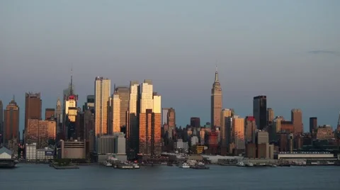 Panoramic Sunset Time-Lapse of Midtown Manhattan NYC Stock Footage 62605204