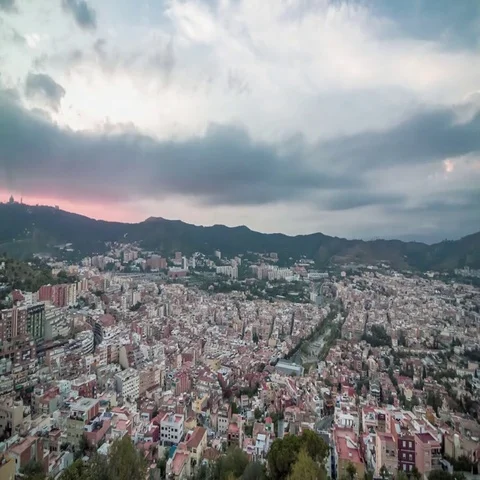 Panoramic sunset timelapse, Barcelona, Spain. 库存影片 69540063
