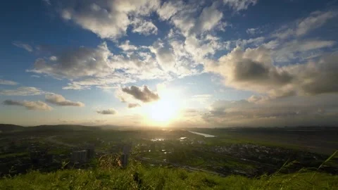 Panoramic Sunset: Top of the Mountain, Navi Mumbai Stock Footage 287200306