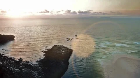 Panoramic Sunset View of Ocean Cliffs and Waves Video stock 310419118