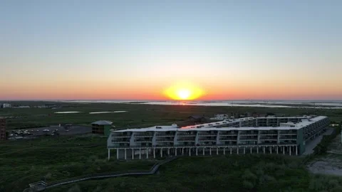 Panoramic Sunset View from Sea to Coast 库存影片 301480838