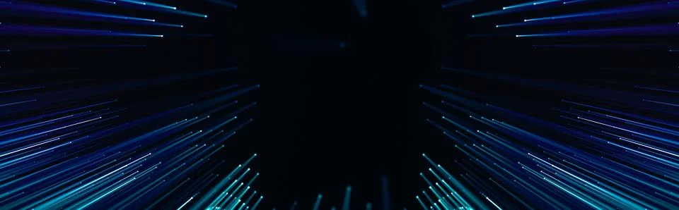 Panoramic tech background, connected points and led lines, technological. 3d Stock Illustration