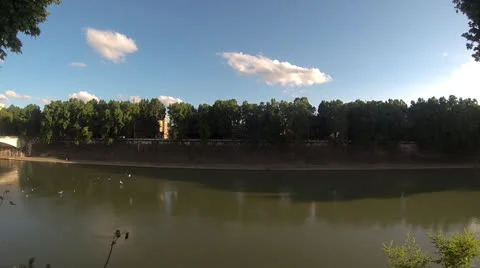 Panoramic of Tevere River Stock Footage 25028381