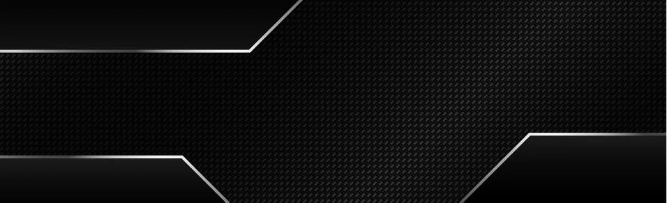 Panoramic texture of black and gray carbon fiber with metal accents Stock Illustration