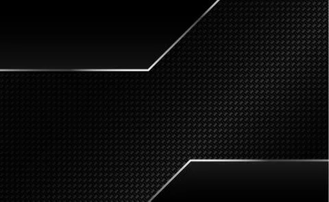 Panoramic texture of black and gray carbon fiber with metal accents Stock Illustration