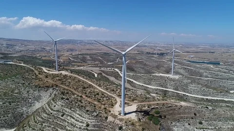 Panoramic of three turbines Stock Footage 78365580